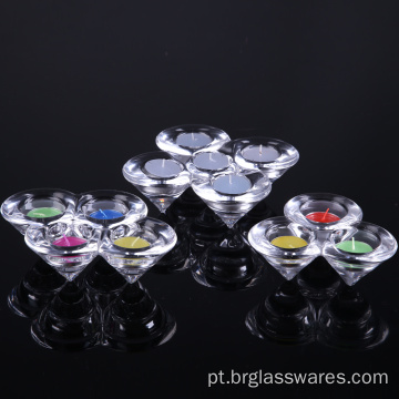 Suporte de vela de vidro em formato de cone de cristal prensado